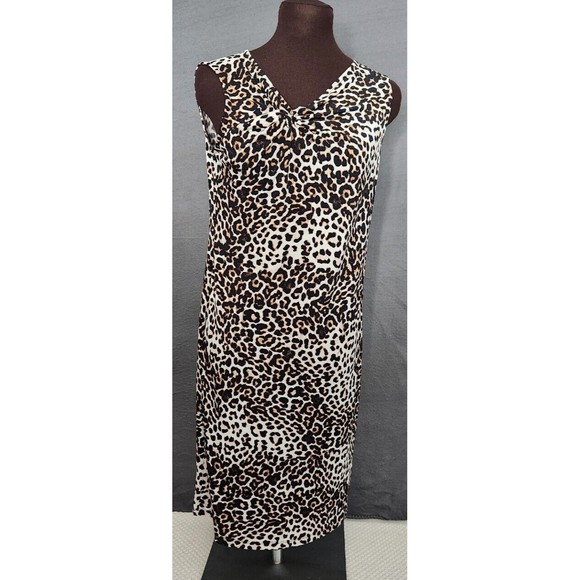 Chicos Party Dress Sz 0 (S) Stretch Midi Cheetah Animal Leopard Print Sleeveless - Picture 1 of 10